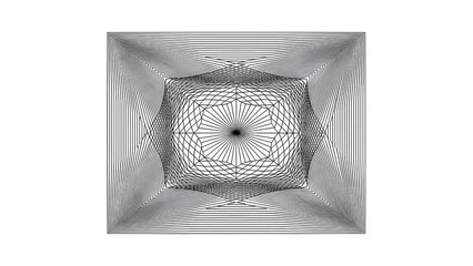 Abstract Geometric Line Art Tunnel Illusion On Black Background