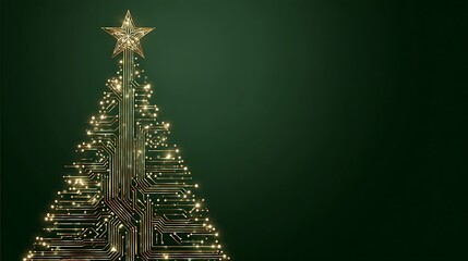 Digitally created Christmas tree from a computer circuit board, with a star