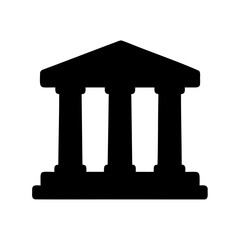 Naklejka premium Silhouette of classical building facade with columns and triangular pediment