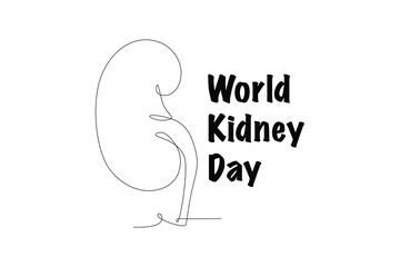 World kidney day concept one-line drawing