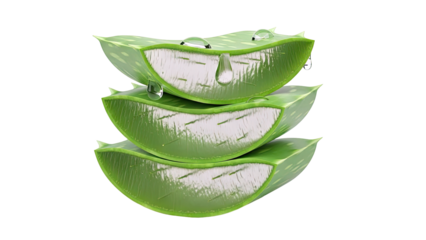 Sliced Aloe Vera Leaves with Water Droplets