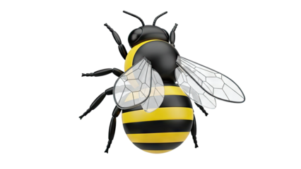 Stylized 3D Bee with Yellow and Black Stripes