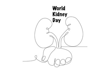 World kidney day concept one-line drawing