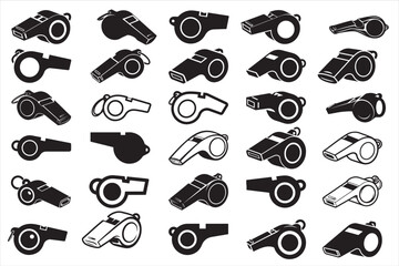 Simple and bold referee whistle silhouette symbolizing sports officiating, control, and fair play.