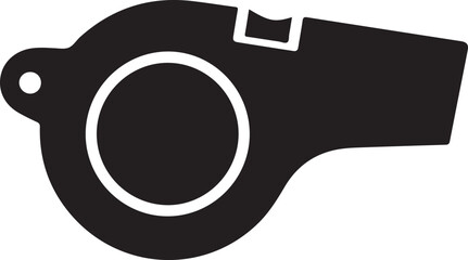 Simple and bold referee whistle silhouette symbolizing sports officiating, control, and fair play.