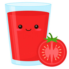 Obraz premium Cute Juice tomato, fresh drink illustration Isolated on Transparent or White Background