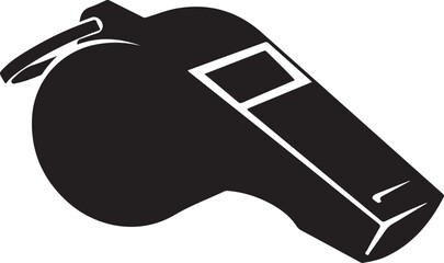 Simple and bold referee whistle silhouette symbolizing sports officiating, control, and fair play.