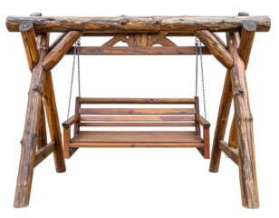 Wooden swing isolated on transparent or white background
