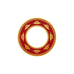 luxury circular frame red&ndash;gold decorative border, empty center, white background