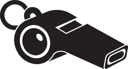 Simple and bold referee whistle silhouette symbolizing sports officiating, control, and fair play.
