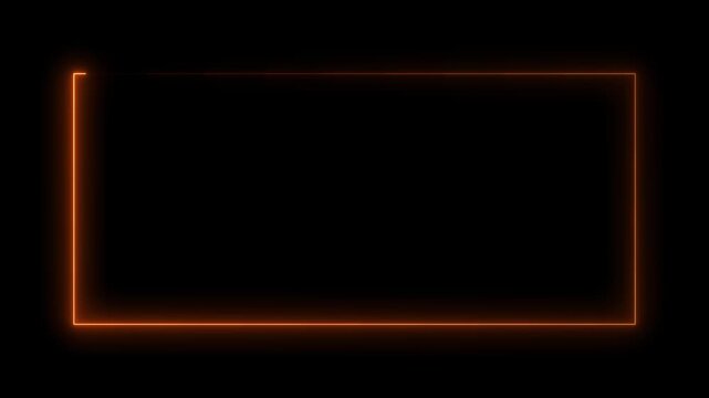 Rectangular neon frame in orange. Looping line motion animation.
