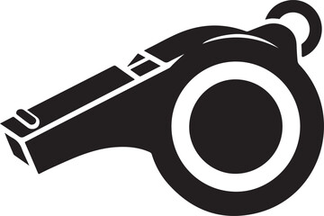 Simple and bold referee whistle silhouette symbolizing sports officiating, control, and fair play.
