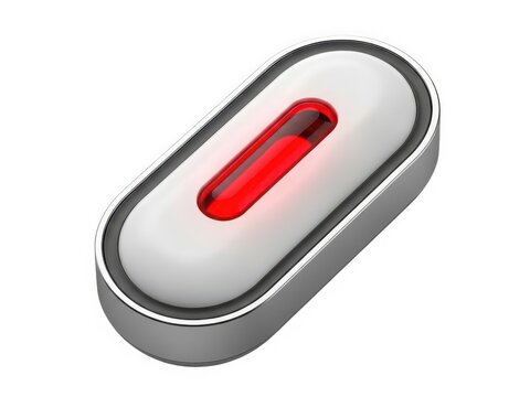 Modern oval-shaped button with red illumination