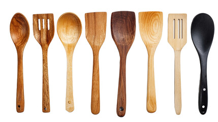 Collection of wooden cooking utensils.