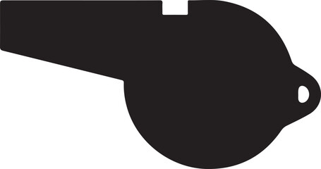 Simple and bold referee whistle silhouette symbolizing sports officiating, control, and fair play.