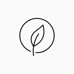 Eco-Friendly Leaf in Circle Minimalist Line Art Icon Design