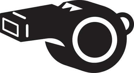 Simple and bold referee whistle silhouette symbolizing sports officiating, control, and fair play.