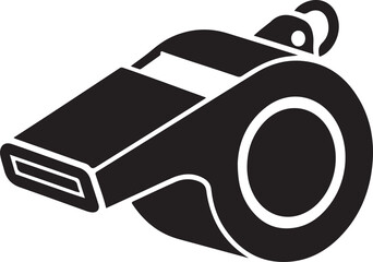 Simple and bold referee whistle silhouette symbolizing sports officiating, control, and fair play.