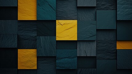 A 3x3 grid of squares in varying shades of blue, black, and yellow.