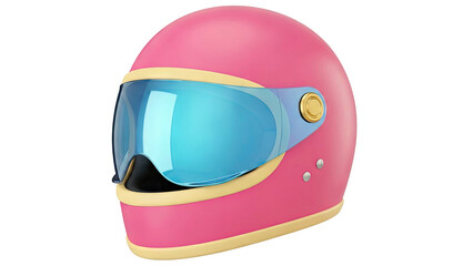 Retro Pink Motorcycle Helmet with Blue Visor