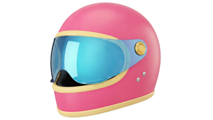 Retro Pink Motorcycle Helmet with Blue Visor