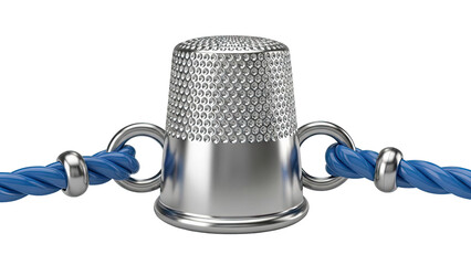 Silver Thimble with Blue Twisted Rope