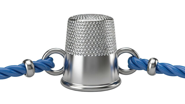 Silver Thimble with Blue Twisted Rope - Powered by Adobe