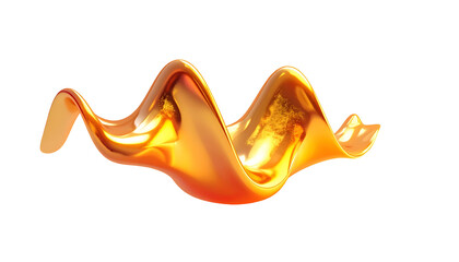 Golden, flowing, abstract shape against a black background, fluid art