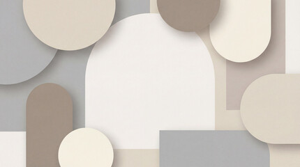 Abstract background with overlapping neutral colored geometric shapes, modern design illustration with shadows
