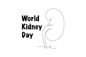 World kidney day concept one-line drawing