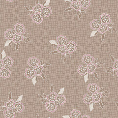 Warm Taupe Floral Bouquet Pattern