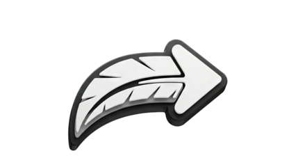 White and Black Arrow Icon with Feather Design