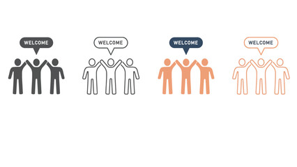 A group of people welcoming each other in different colors and styles