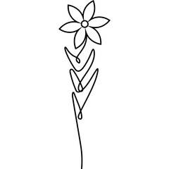 Flat Flower Line Art