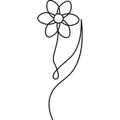 Flat Flower Line Art