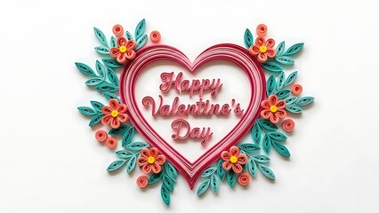 Happy valentine's day heart with flowers and leaves