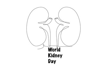 World kidney day concept one-line drawing