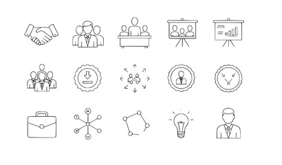 Fototapeta premium Identity and authentication web icon vector set in line style for fingerprint, face ID, passport, and security