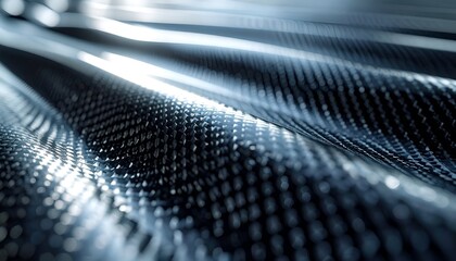 Close-up of glossy, woven, rippling material reflecting light