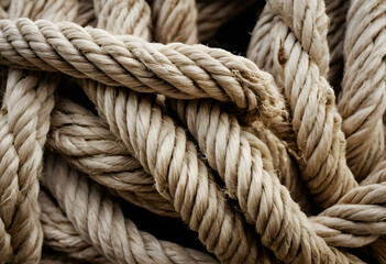 Coiled natural rope showing textured fiber detail
