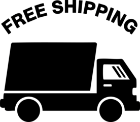 Black silhouette of a delivery truck with free shipping text on white background for logistic and transportation concepts with logistics