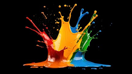 A splash of paint in various colors.