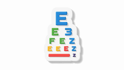 Fototapeta premium Colorful eye chart with letters and numbers in decreasing size