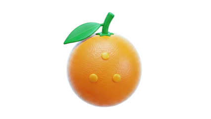 3D Render of a Stylized Orange with Leaf and Dimples