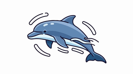 Obraz premium Cute blue dolphin leaping joyfully amidst simple white water splashes and curved lines