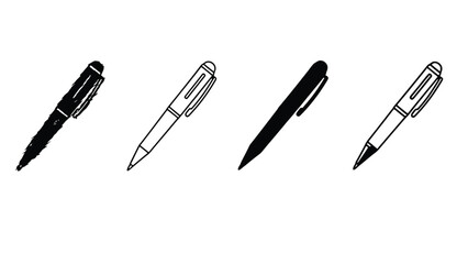 A set of colorful pens on a plain white background for writing