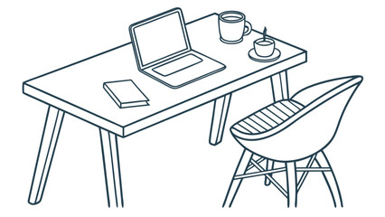 Minimal Home Office Setup With Desk Laptop And Clean