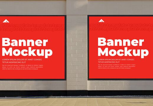 Banner Mockup Hanging in Shopping Mall Atrium