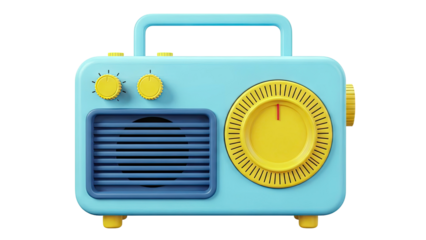 Retro Style Blue and Yellow Radio