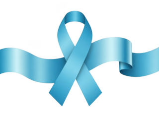 Blue ribbon on transparent background for general awareness and support
